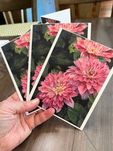 Load image into Gallery viewer, Dahlia Notecards, "Dazzling Dahlias" - 3 pack
