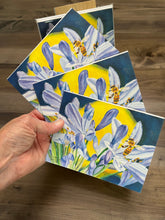 Load image into Gallery viewer, Honeybee on Agapanthus Notecards, pack of 3