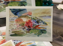 Load image into Gallery viewer, Rainbow Trout, "Swimming Rainbow", Greeting Card