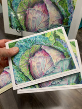 Load image into Gallery viewer, Cabbage Notecards, "Humble Glory", pack of 3