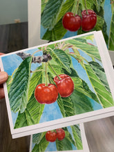 Load image into Gallery viewer, Cherries Notecards, 3-pack, "Cherries Jubilee"