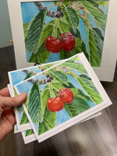Load image into Gallery viewer, Cherries Notecards, 3-pack, "Cherries Jubilee"