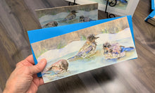 Load image into Gallery viewer, Baby Bluebirds Bathing Greeting Card, "Fledgling Birdbath"