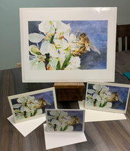 Load image into Gallery viewer, Honeybee on White Cherry Blossom Print, "Buzz Worthy"