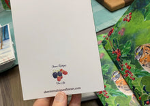 Load image into Gallery viewer, Sparrow on Holly, Notecards, pack of 3 - "Little Sparrow"