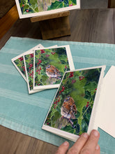 Load image into Gallery viewer, Sparrow on Holly Greeting Card - "Little Sparrow"