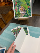 Load image into Gallery viewer, Sparrow on Holly Greeting Card - "Little Sparrow"