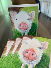 Load image into Gallery viewer, Piglet Notecards, "Loretta", pack of 3