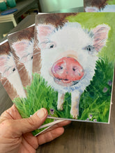 Load image into Gallery viewer, Piglet Notecards, "Loretta", pack of 3