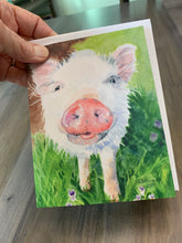 Load image into Gallery viewer, Piglet Notecards, "Loretta", pack of 3