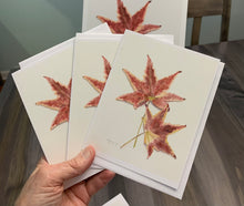 Load image into Gallery viewer, Maple Leaves Notecards, "Autumn Leaves" - pack of 3