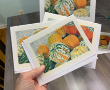 Load image into Gallery viewer, Squash Basket Notecards, "Sweet Dumpling", pack of 3