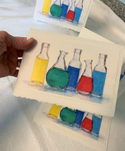 Load image into Gallery viewer, Colored Bottles Greeting Card, "Rainbow Apothecary"
