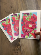Load image into Gallery viewer, Red Hollyhocks Greeting Card