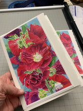 Load image into Gallery viewer, Red Hollyhocks Greeting Card