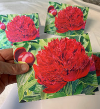 Load image into Gallery viewer, Red Peony Notecards, Pack of 3 - "Christy's Peony"