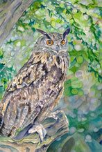 Load image into Gallery viewer, Great Horned Owl Notecards, pack of 3