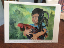 Load image into Gallery viewer, Child and Rooster Greeting Card, "Dos Gallitos" (Two Little Roosters)
