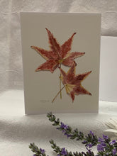 Load image into Gallery viewer, Maple Leaves Notecards, "Autumn Leaves" - pack of 3