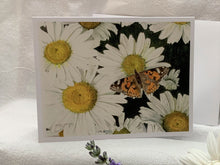 Load image into Gallery viewer, Daisies and Butterfly Notecards, "Radiance", pack of 3