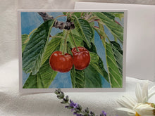 Load image into Gallery viewer, Cherries Notecards, 3-pack, "Cherries Jubilee"