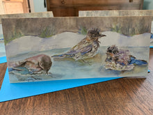 Load image into Gallery viewer, Baby Bluebirds Bathing Greeting Card, "Fledgling Birdbath"