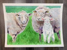 Load image into Gallery viewer, Sheep and Lamb Painting, "Lamb and Wool" Original