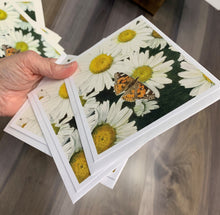 Load image into Gallery viewer, Daisies and Butterfly Notecards, "Radiance", pack of 3