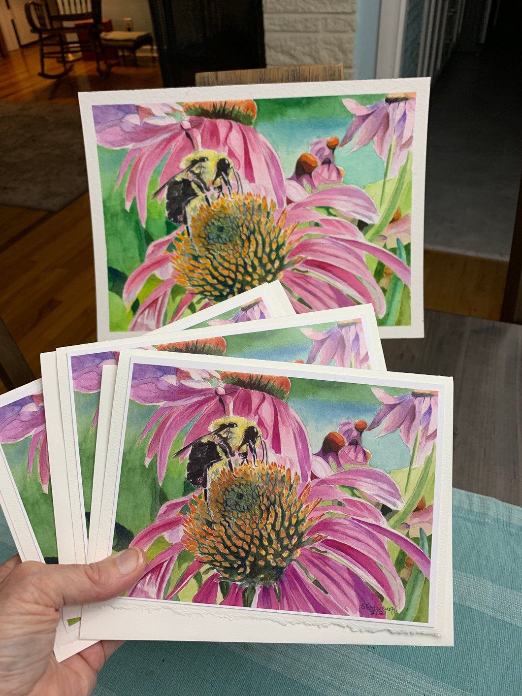 Bumblebee on Echinacea Greeting Card, 