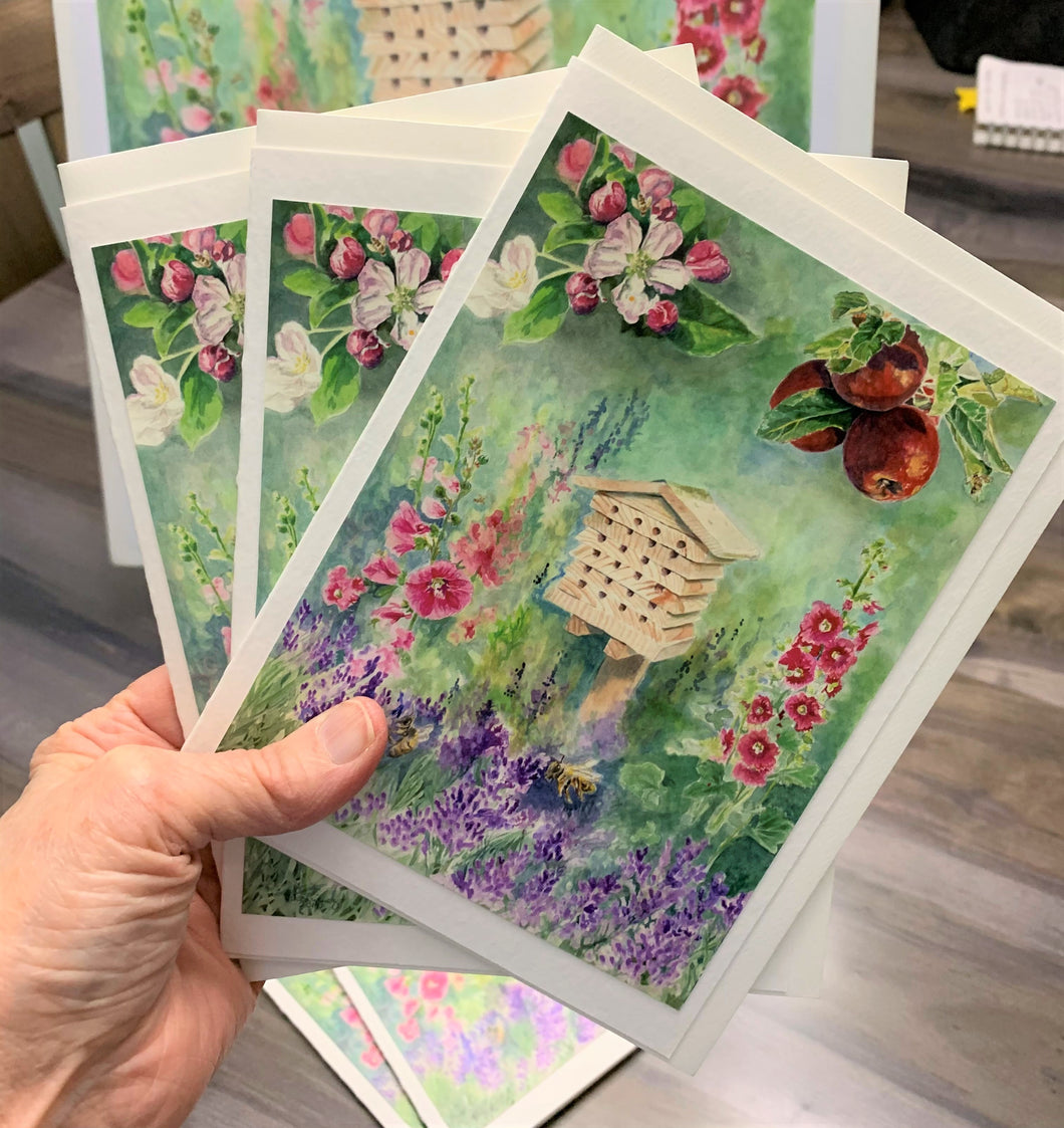 Bee House Floral Greeting Card, 