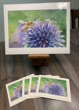 Load image into Gallery viewer, Honeybee on Purple Flower Print, &quot;Tiny Steward&quot;
