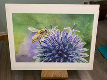 Load image into Gallery viewer, Honeybee on Purple Flower Print, &quot;Tiny Steward&quot;
