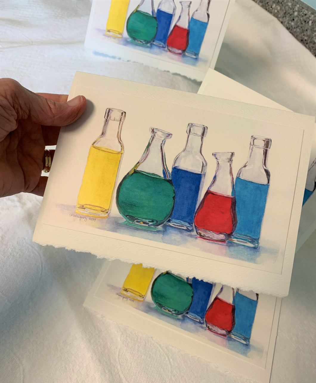 Colored Bottles Greeting Card, 