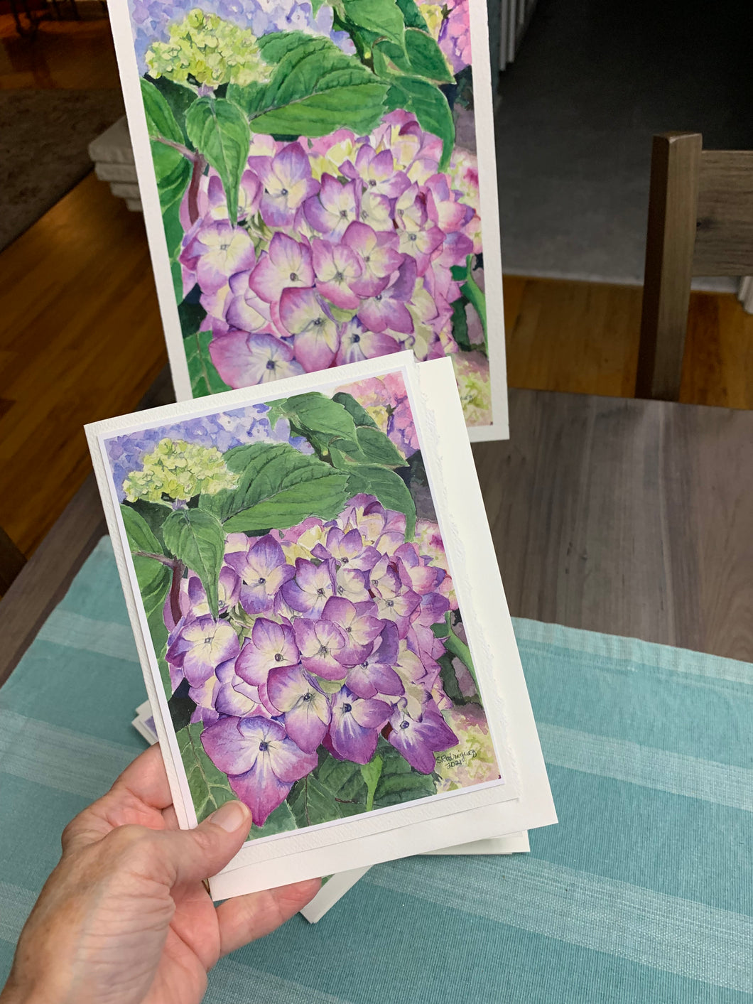 Hydrangea (Violet) Greeting Cards, 
