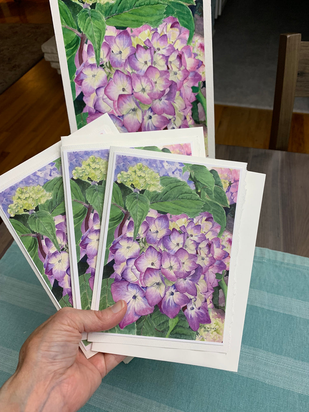 Hydrangea (Violet) Greeting Cards, 