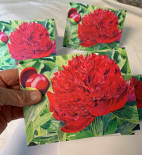 Load image into Gallery viewer, Red Peony Notecards, Pack of 3 - &quot;Christy&#39;s Peony&quot;
