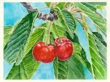 Load image into Gallery viewer, Cherries Notecards, 3-pack, &quot;Cherries Jubilee&quot;
