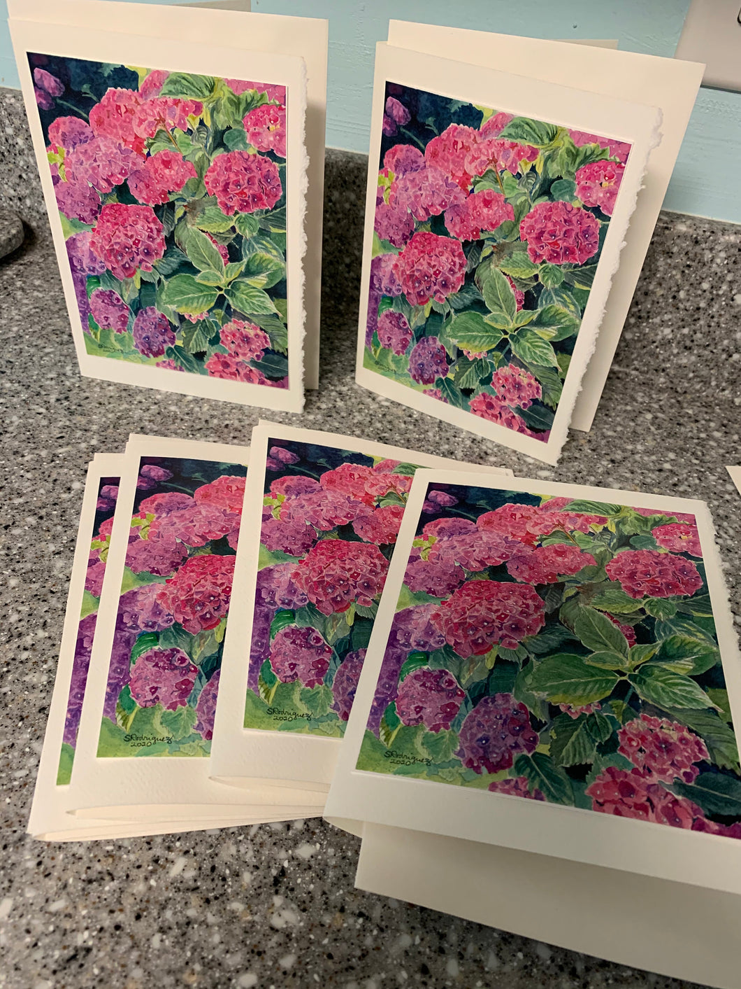 Hydrangea (Pink) Greeting Cards, 