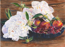 Load image into Gallery viewer, Peonies and Fruit Bowl Print, &quot;Peony Still Life&quot;
